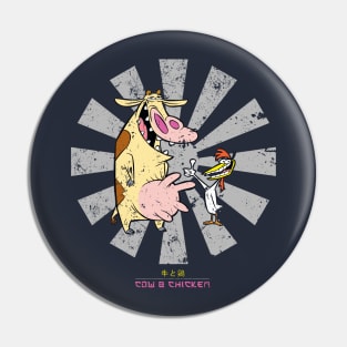 Cow And Chicken Retro Japanese Pin