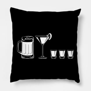 Stick Figure Family - Alcohol Themed - 3 Shots Pillow