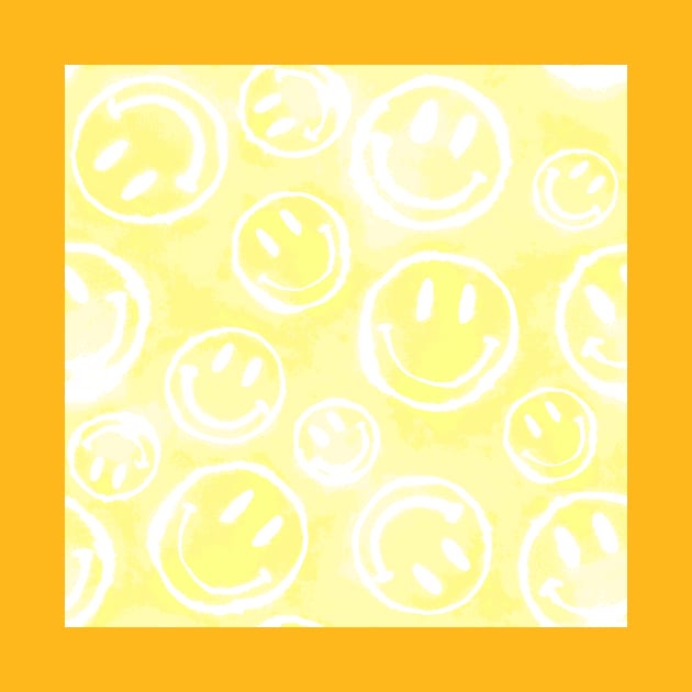 Yellow Tie-Dye Smileys by Carolina Díaz