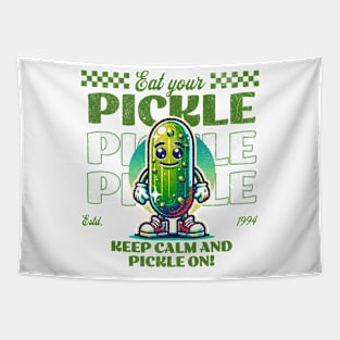 Funny Vegetarian Pickle Lover Keep Calm and Pickle-On Men Tapestry