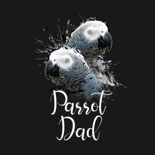 Color Splatter African Grey Parrot Dad Black T-Shirt