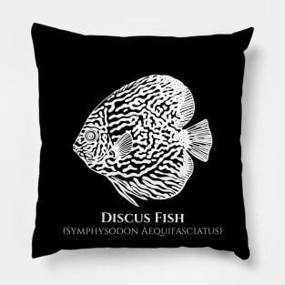 Discus Fish with Common and Latin Names - fish design Pillow