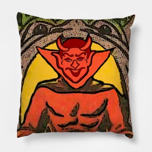 Devil on the throne and burning fire Pillow