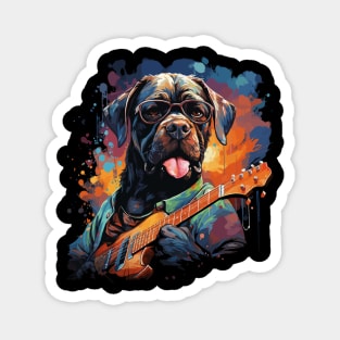 Boxer Playing Guitar Magnet