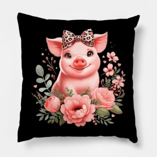 Pig With Leopard Headband Cute Pig Pillow