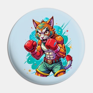 Aggressive Boxing Cat Pin