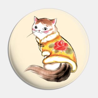 Elegant flower cat Pin