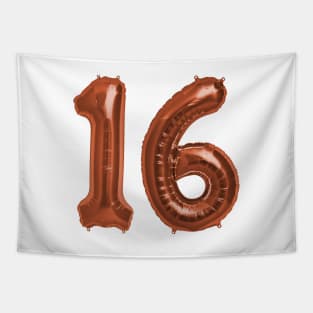 Bright Copper 16th Birthday Metallic Helium Balloons Numbers Tapestry