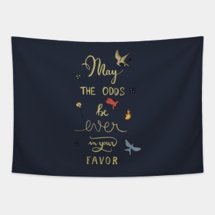 Hunger Games quality calligraphy - gold version - blue Tapestry