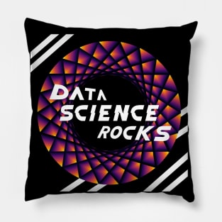 Data Science Rocks | Retro Racing Stripes Logo Yellow Red Black Pillow