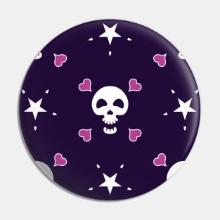 Skulls with hearts and stars Pin