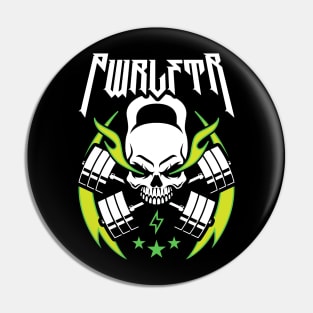 PWRLFTR / Powerlifter (Kettlebell Skull Cross Barbell) Green Blaze Pin