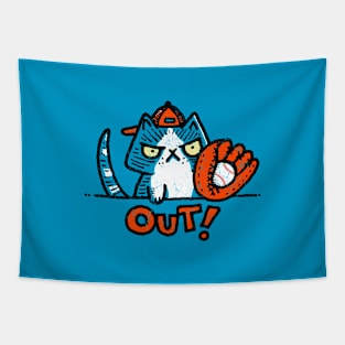 Out Baseball Cat Tapestry