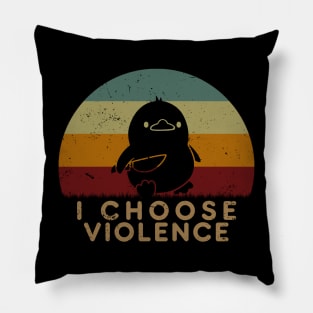 Duck Choose Violence Retro Sunset Pillow