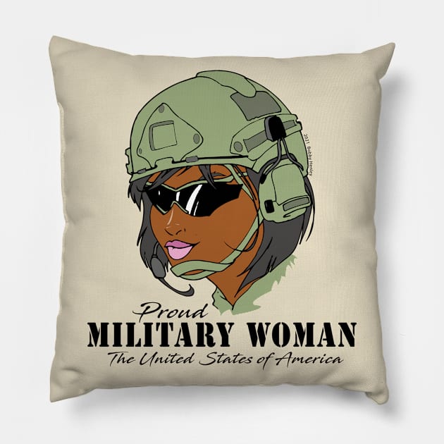 Proud Military Woman V2  (light tees) Pillow by Illustratorator