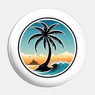 Island, palm trees, sand, surf and beach Pin