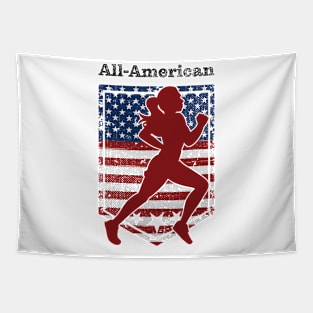 Patriotic All-American Track & Field Vintage Distressed Tapestry