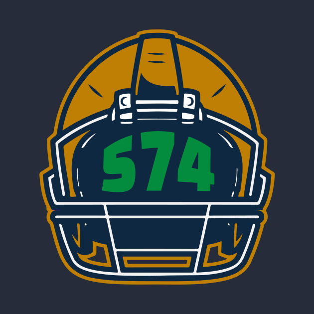 Retro Football Helmet 574 Area Code South Bend Indiana Football by SLAG_Creative