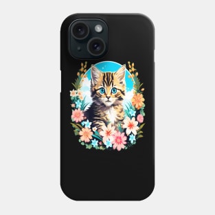 Tiger Striped Kitten Surrounded by Spring Flowers Phone Case