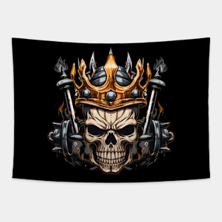 Barbells with Skull with crown Tapestry