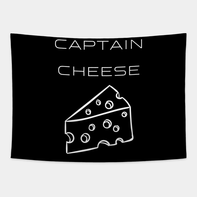 Captain Cheese Typography White Design Tapestry by Stylomart