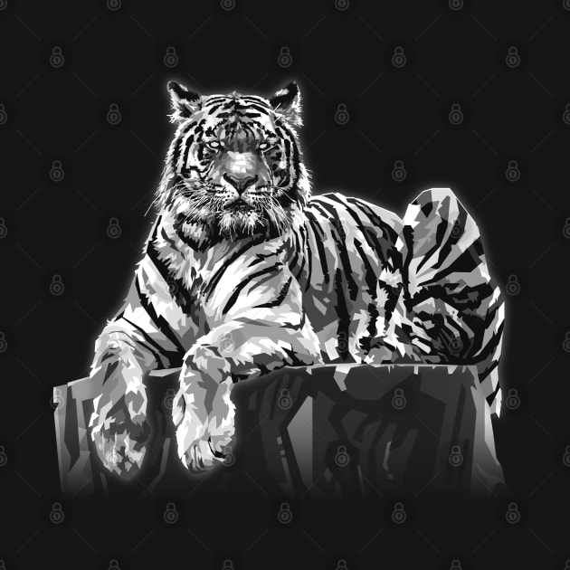 Tiger illustration in Black and White by RJWLTG