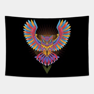 Owl colorful ornament Tapestry