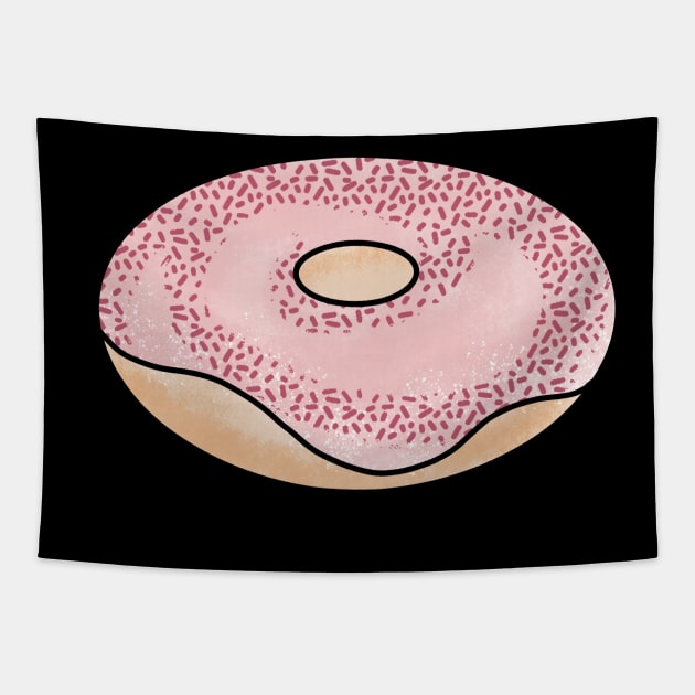 Donut Pink Donut Cute Coffee Dates Pastry Yummy Donut with Sprinkles and Frosting Doughnut Baked Goods for Donut Lovers and Foodies Delicious and Tasty Icing to Eat with Your Morning Coffee Tapestry by nathalieaynie