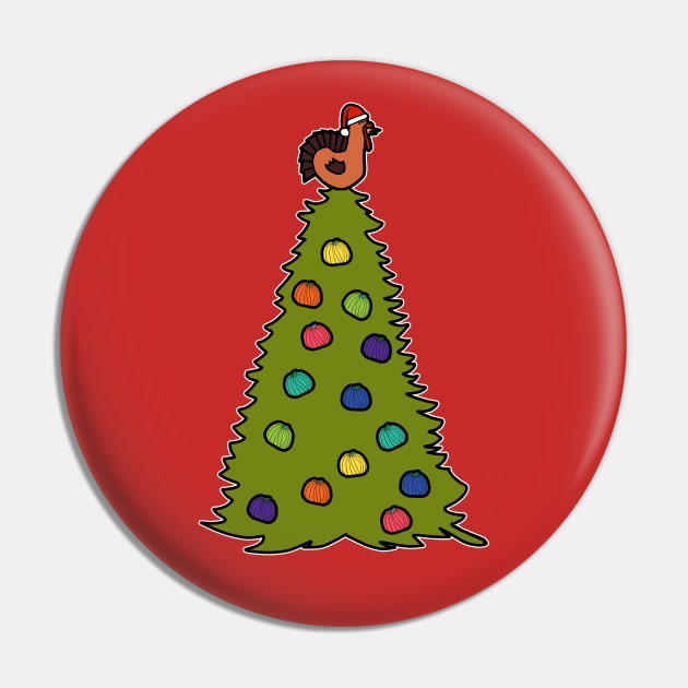 Thanksgiving Tree with Turkey Topper Graphic Pin by ellenhenryart