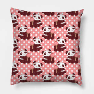 Panda with Icecream Polk-a-dot Pattern Pillow