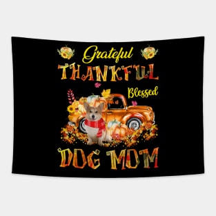 Corgi Truck Pumpkin Thankful Grateful Blessed Dog Mom Tapestry