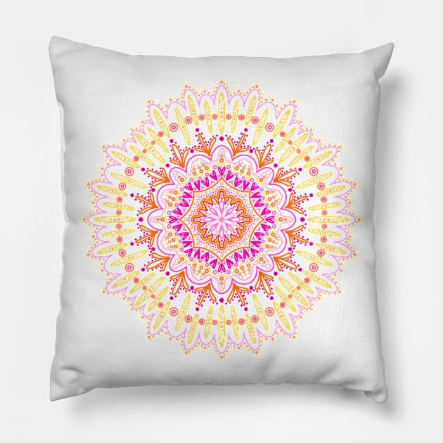 Sunset Mandala Pillow by Paint Covered