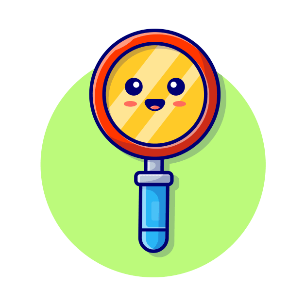 Cute Magnifying Glass Cartoon Vector Icon Illustration by Catalyst Labs