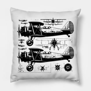 plane blueprint Pillow