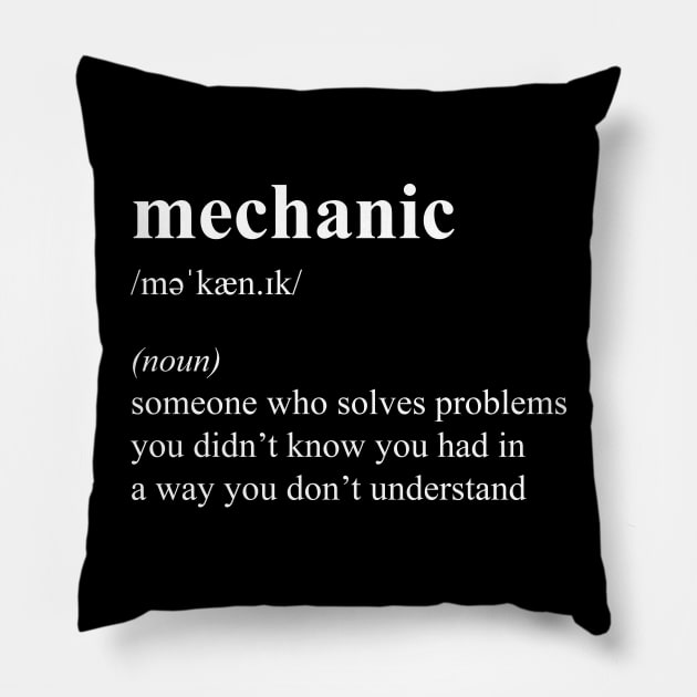 Funny Auto Mechanic Definition Pillow by JustCreativity