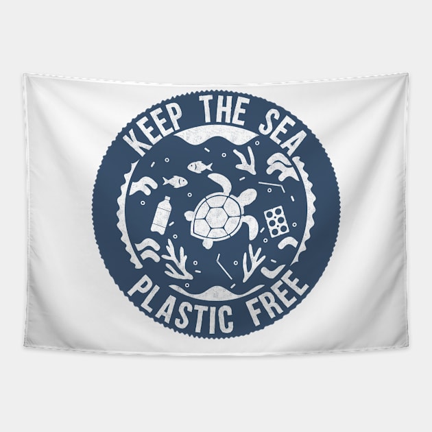 Keep the sea plastic free Tapestry by PaletteDesigns