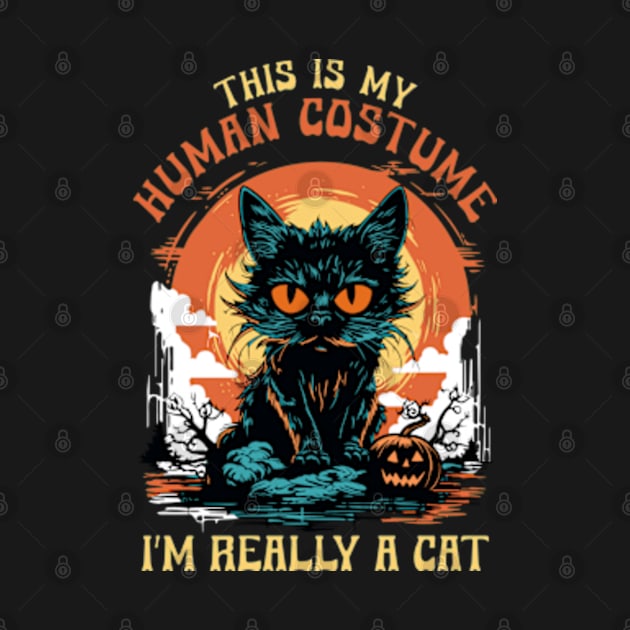 This Is My Human Costume I'm Really A Cat by Three Meat Curry