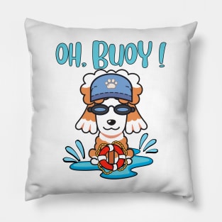 Funny Poodle swimming with a Buoy - Pun Intended Pillow