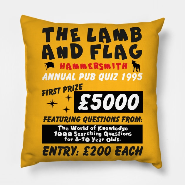 The Lamb and Flag Annual Pub Quiz Pillow by Meta Cortex