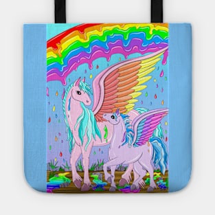 Rainbow rain pegasus Tote