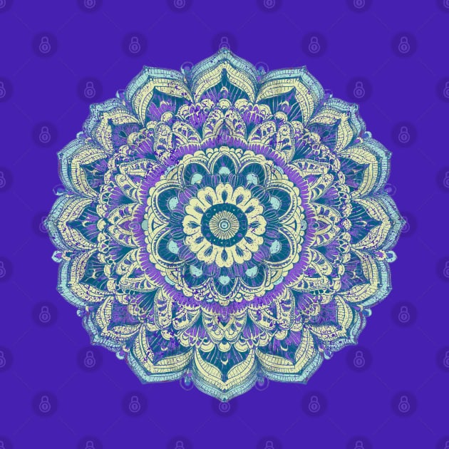 Mandala Pastel Purple Aqua Weathered / Distressed by Pine Hill Goods