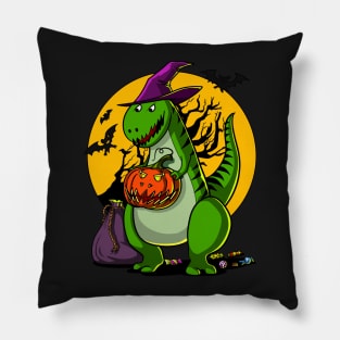 Halloween T-Rex Dinosaur Pumpkin Pumpkasaurus Scary Pillow