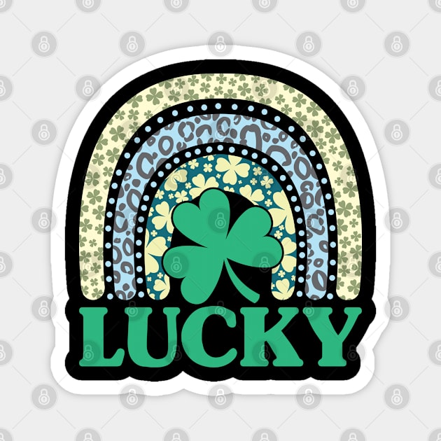 Lucky Irish, Clover Leaf Rainbow Appreciation - St. Patrick's Day Gift For Men, Women & Kids Magnet by Art Like Wow Designs