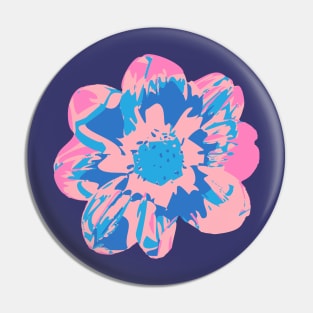 COSMIC COSMOS Big Abstract Floral Summer Bright Flower - Pale Pink Royal Blue Dark Blue - UnBlink Studio by Jackie Tahara Pin