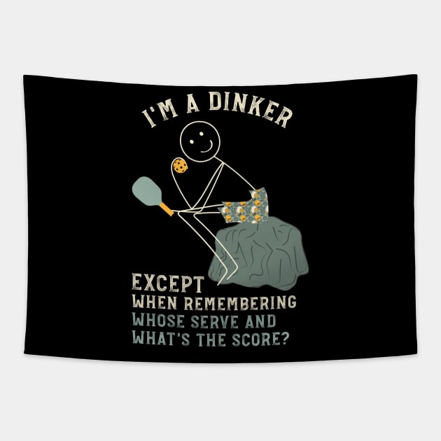 Mens Funny Pickleball Dinker Thinker Tapestry by whyitsme