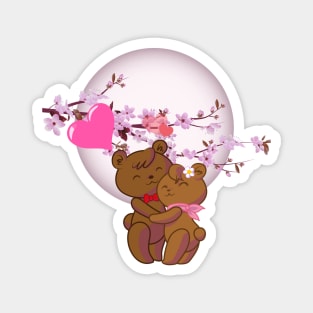 Love in Japan- teddy bear, cherry blossoms,love Magnet