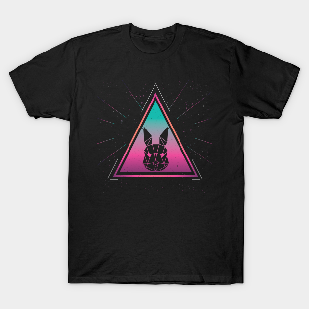 Colorful Rabbit Geometrical Triangle Bird Retro Style print - 70s - T-Shirt