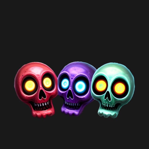 Spooky Scary Skulls - Colorful Variant by Atomic City Art