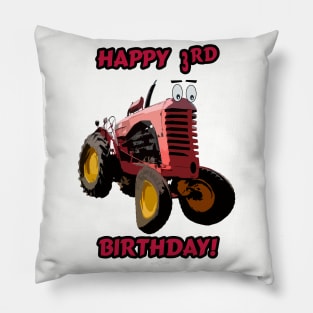 Happy 3rd birthday tractor design Pillow