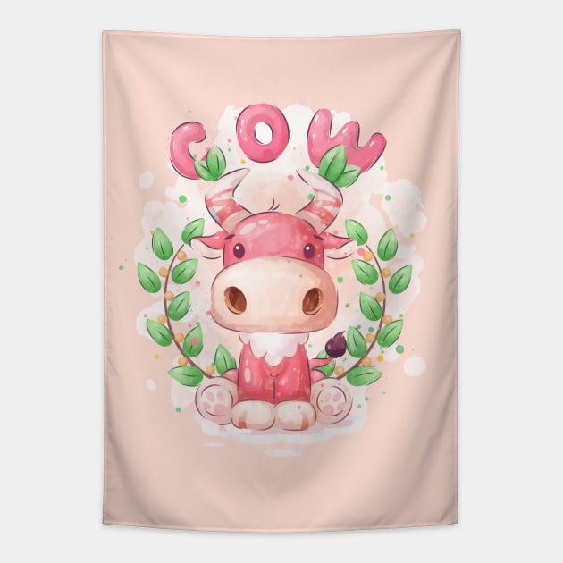 Sweet Baby Cow Tapestry by KOTOdesign